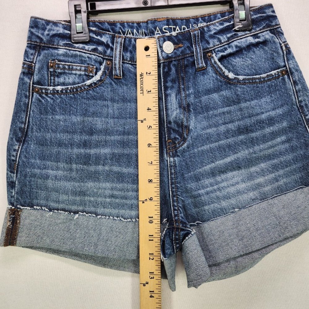 Vanilla Star Jean Shorts Juniors 5 Cuffed Blue Womens - Picture 4 of 10